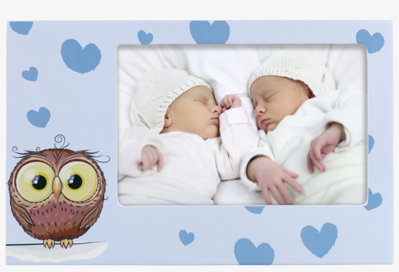 "eule Elia" Portrait Frame, Blue, 10 X 15 Cm - Twins Girls Birth Announcements, transparent png #9324714