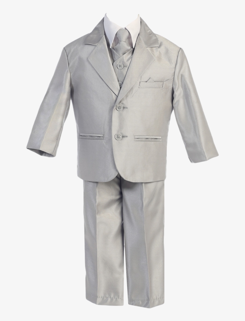 Boys Silver Metallic 7pc Suit W - Formal Wear, transparent png #9326719
