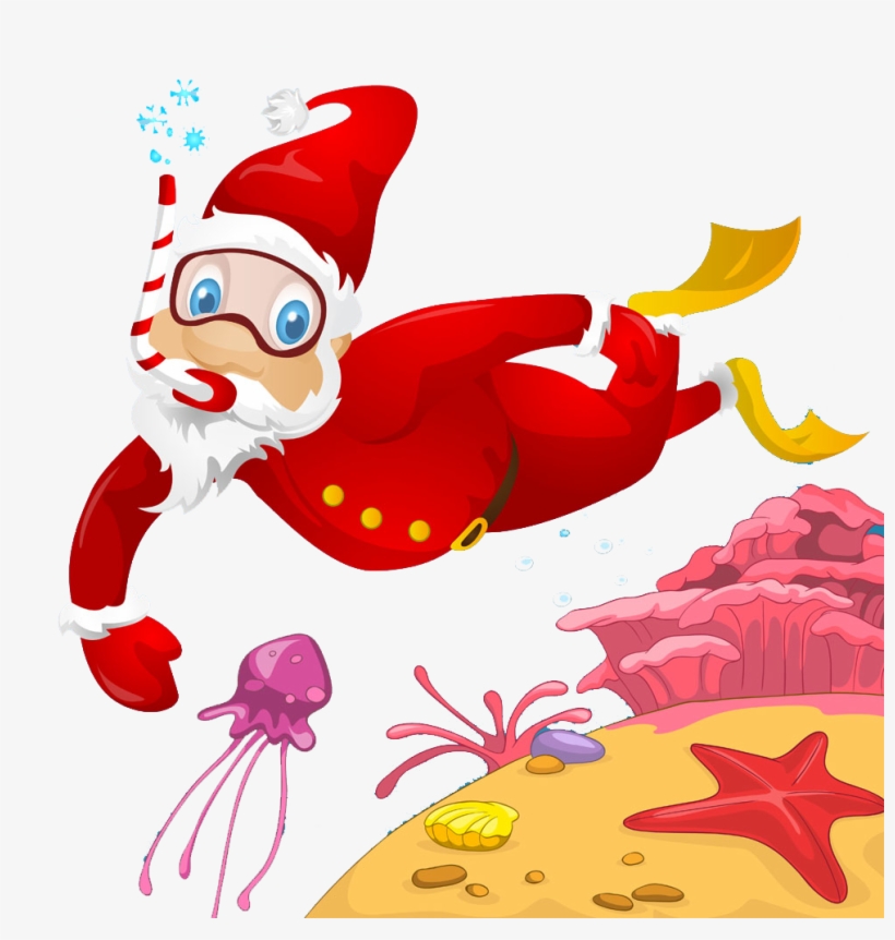Santa Diving Cartoon, transparent png #9328734