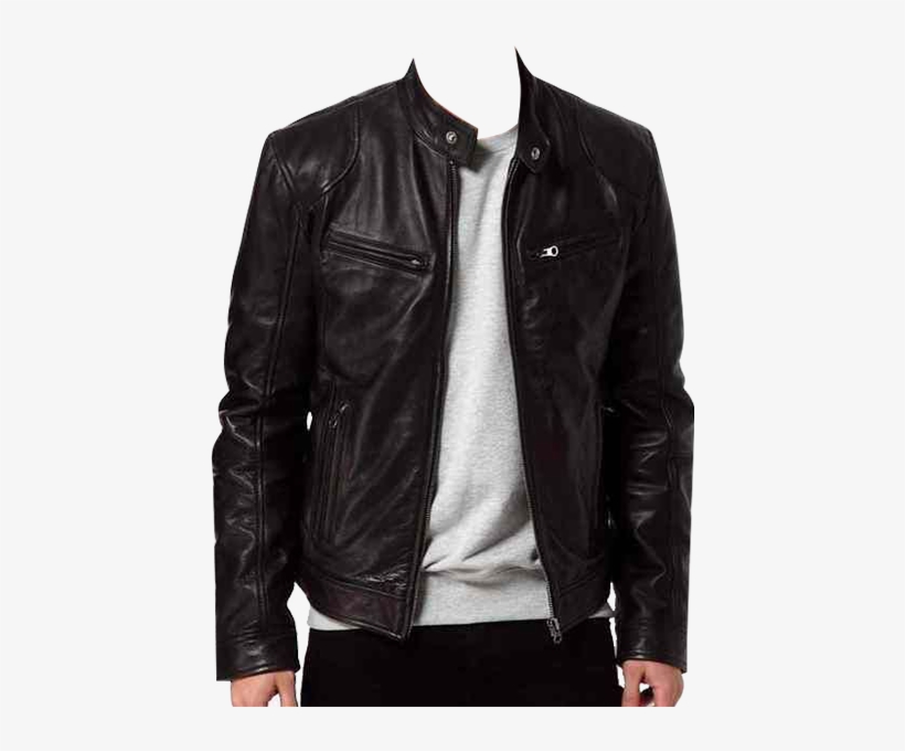 Jacket Png - Mens Black Leather Jacket Slim, transparent png #9328811