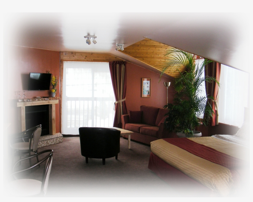 Living Room Area With A Sofa Bed For 2, Table, Refrigerator, - Interior Design, transparent png #9329710