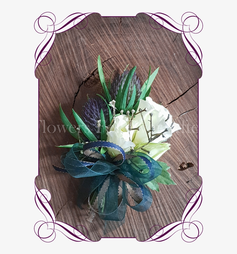 Ladies Silk Artificial Pinned Or Wrist Corsage With - Bouquet, transparent png #9329878