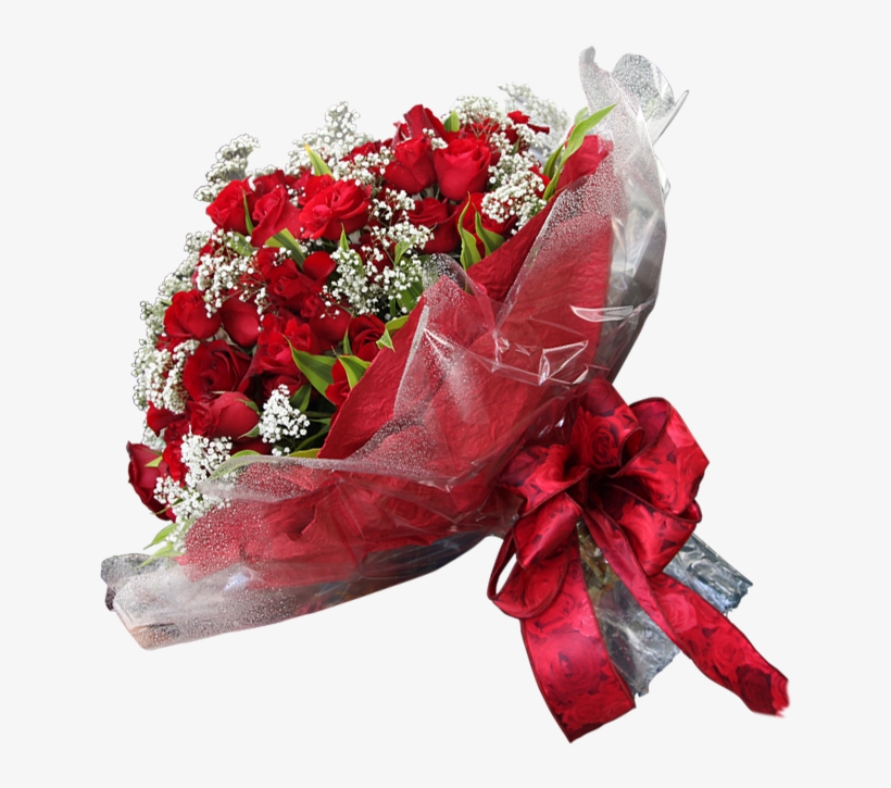 Bunch Of 25 Red Roses - Bouquet, transparent png #9331423