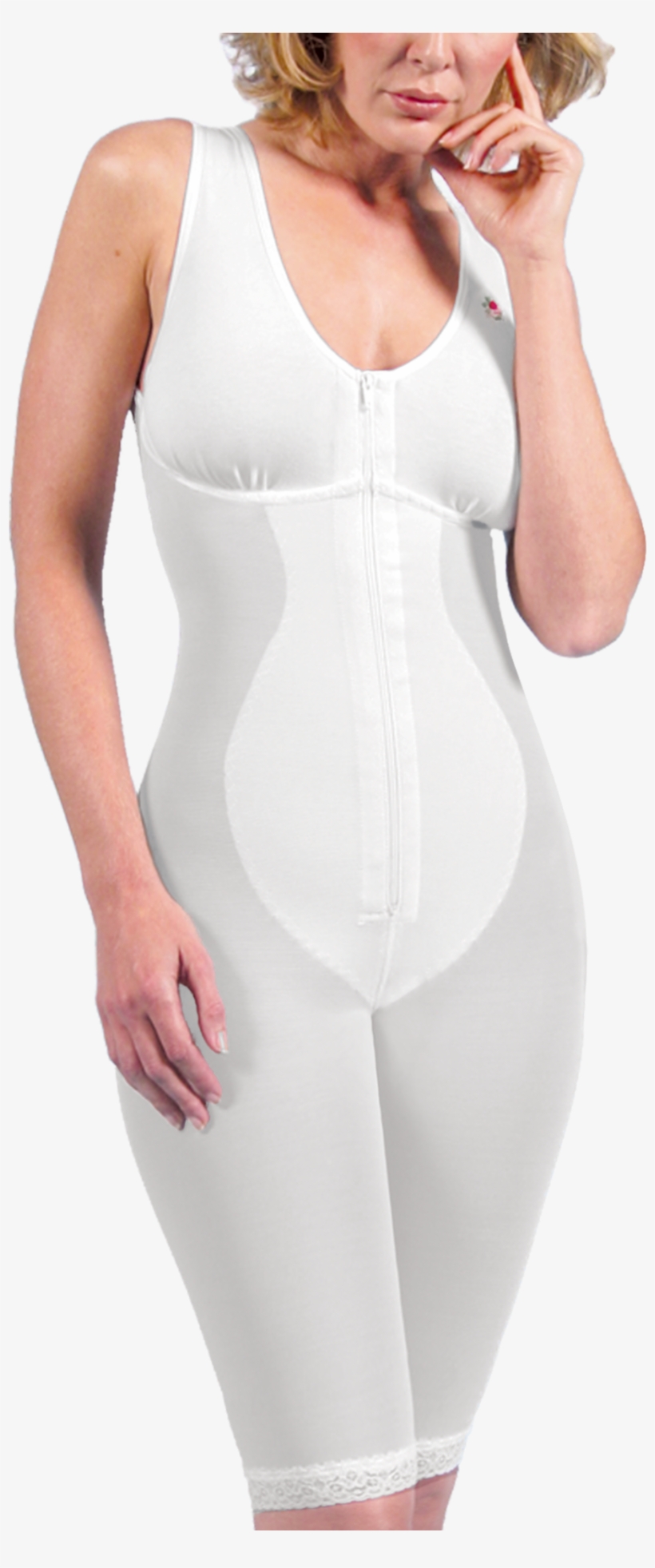 Zippered Above Knee High Back Girdle With Bra - Spandex, transparent png #9331997