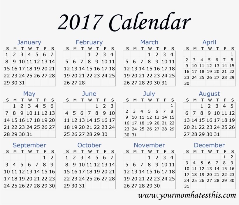 2017 Calendar Download - Printable 2019 Yearly Calendar, transparent png #9332856