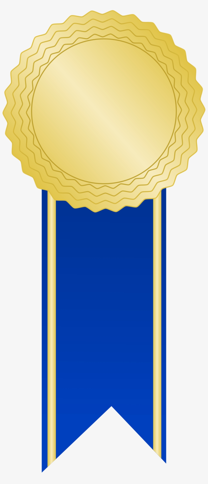 Golden Award With A Blue Ribbon - Vector Award Ribbon Png, transparent png #9333669