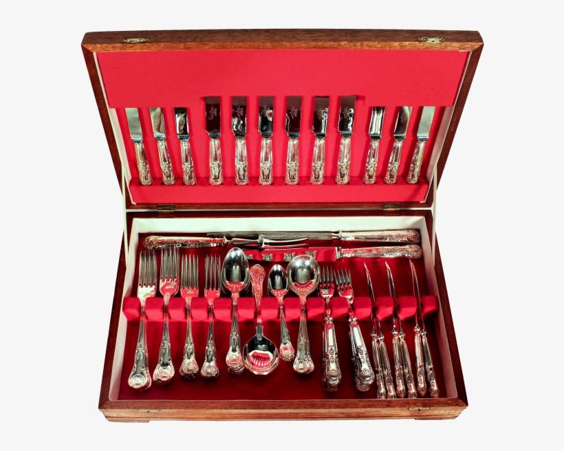 20th Century Cased Set Of Electroplated Kings Pattern - Spoon, transparent png #9336043