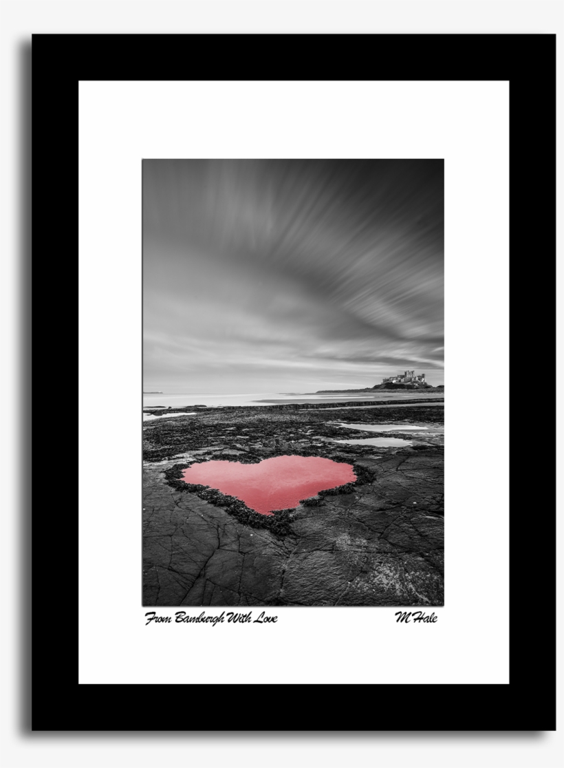 Bamburgh Castle Heart Shaped Rock Pool Photo - Picture Frame, transparent png #9338741