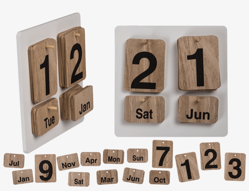 Details About New Wooden Calendar Date Indoor Home - Perpetual Calendar, transparent png #9338811