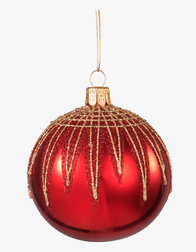 Glass Bauble Red With Glitter Zigzag Pattern, 8 Cm - Christmas Ornament -  Free Transparent PNG Download - PNGkey, image size:820x1052
