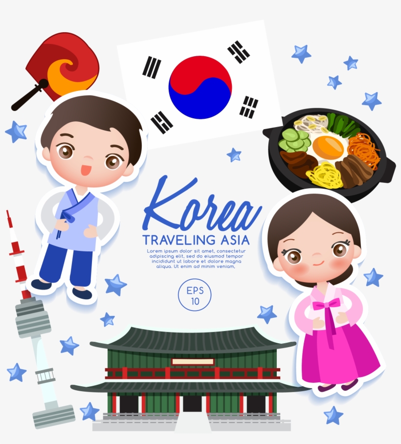 Flag Of South Korea - South Korea Flag Cartoon, transparent png #9341662