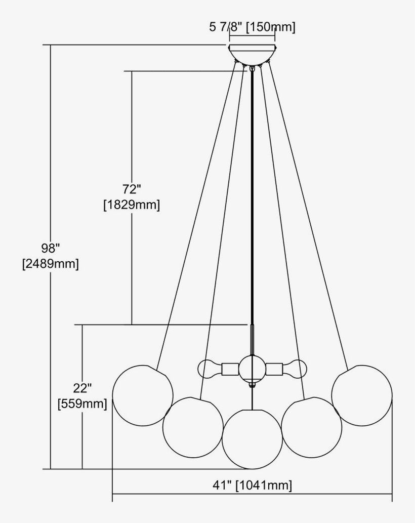Cielo 6 Light Chandelier In Antique Gold Leaf - Technical Drawing, transparent png #9345205
