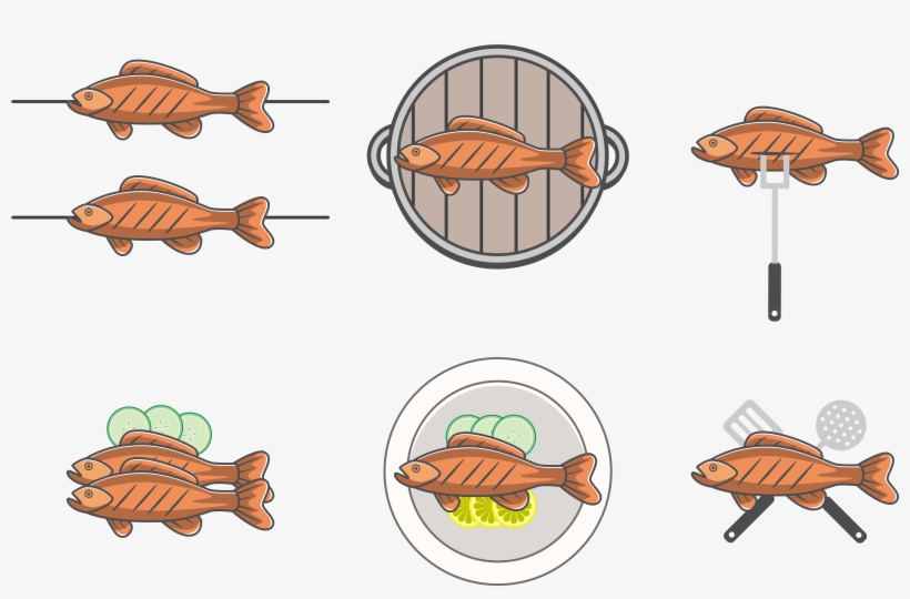 Fry Clipart Roast Fish ~ Frames ~ Illustrations ~ Hd - Vector Graphics, transparent png #9346251