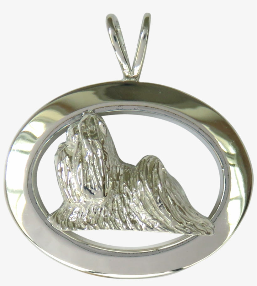 14k Gold Or Sterling Silver Shih Tzu In Glossy Oval - Locket, transparent png #9346852