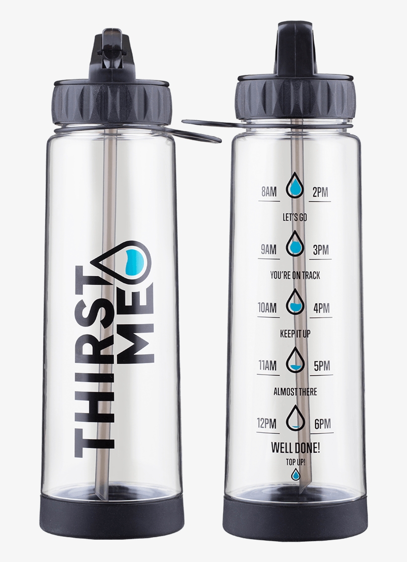 Black Thirstme Water Tracker Bottle - Water Bottle, transparent png #9347143