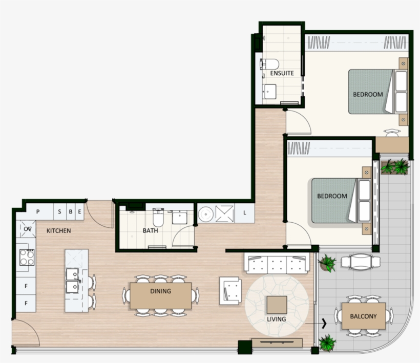 This 'tree-top' Two Bedroom Apartment Is Designed To - Floor Plan, transparent png #9348511