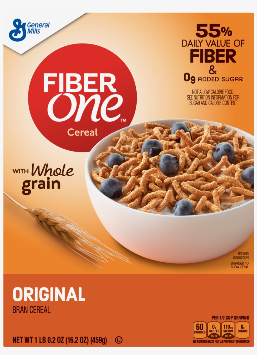 Fiber One Cereal, Original Bran, Whole Grain Cereal, - Fiber One Original Cereal, transparent png #9350772