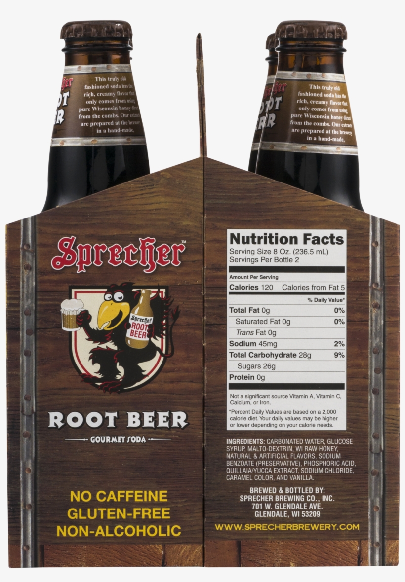 Sprecher Gluten-free Root Beer Gourmet Soda, 16 Fl - Sprecher Root Beer Nutrition Facts, transparent png #9354060