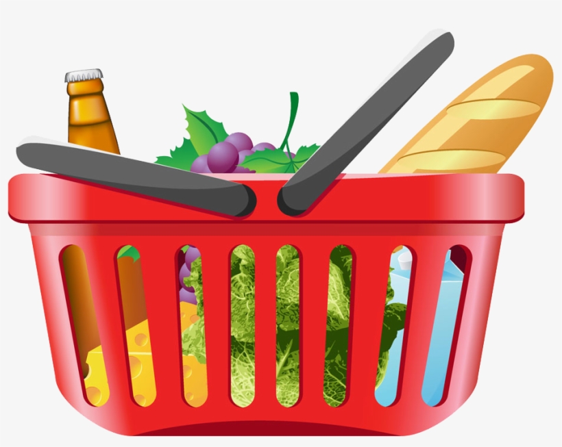 Shopping Cart Grocery Store Clip Art - Shopping Basket With Groceries, transparent png #9355907