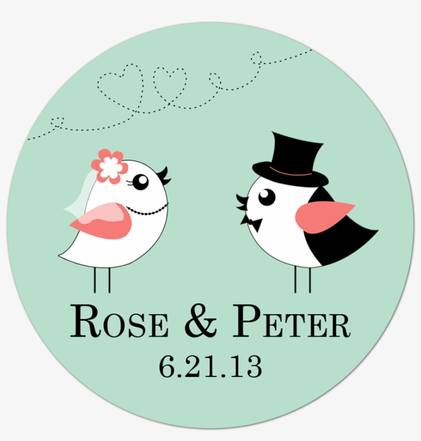 Bride And Groom Birds Personalized Sticker - Bride And Groom Birds, transparent png #9356523
