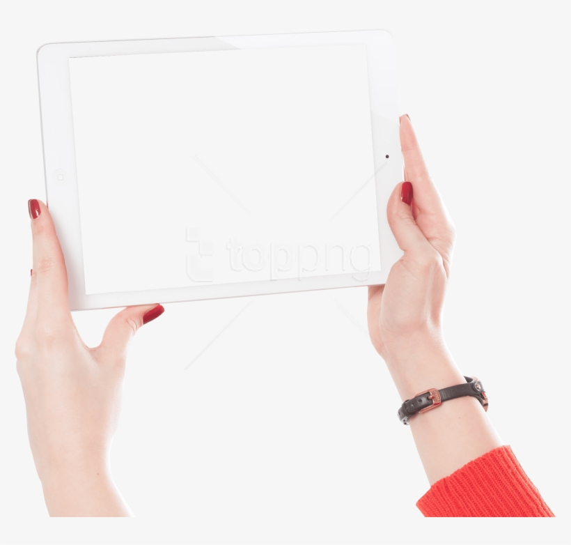 Free Png Download Woman Hands Holding Ipad Png Images - Hand Holding Ipad Png, transparent png #9357143