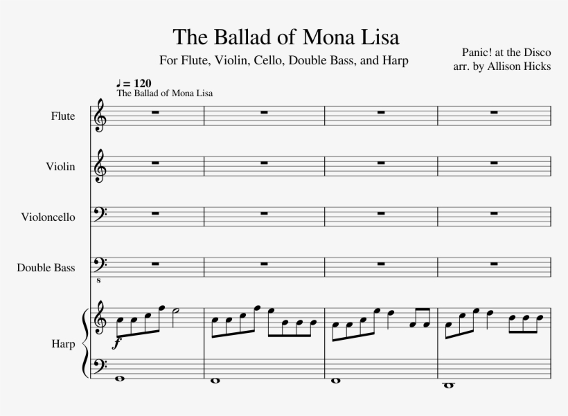 The Ballad Of Mona Lisa Sheet Music Composed By Panic - Diagram, transparent png #9357794