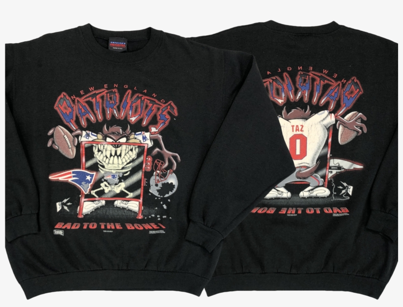 Vintage 90s New England Patriots Taz Crewneck Sweatshirt - Active Shirt, transparent png #9358159