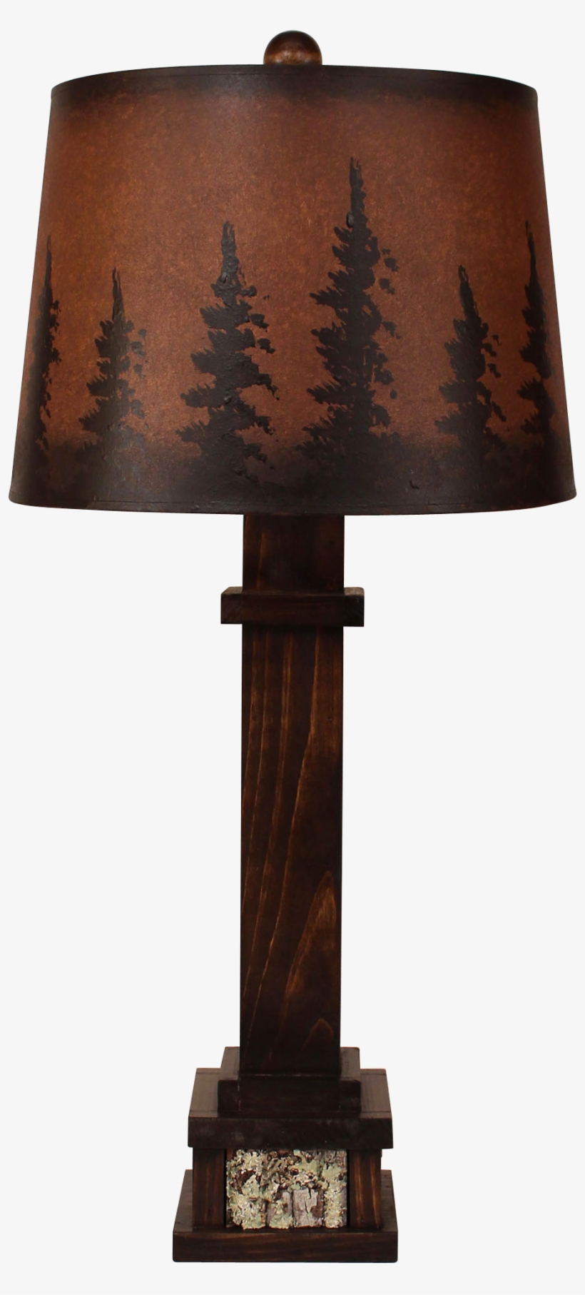 Aspen Square Wooden Table Lamp With Poplar Bark Accent- - Lampshade, transparent png #9360136