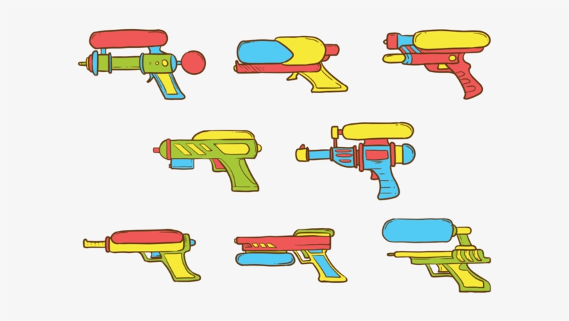 Iconos De Las Armas De Agua Vector - Water Gun Cartoon Png, transparent png #9362965