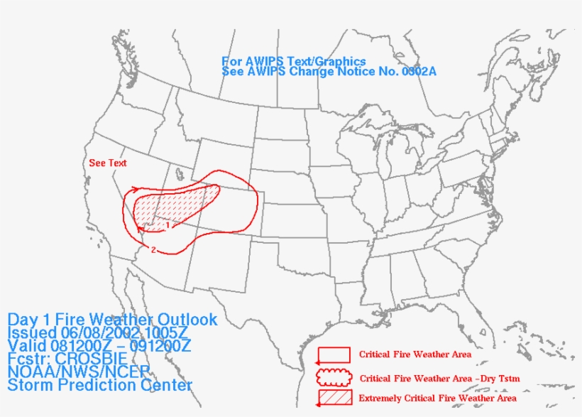 Day 1 Fire Outlook June 8, 2002 - Map, transparent png #9363907