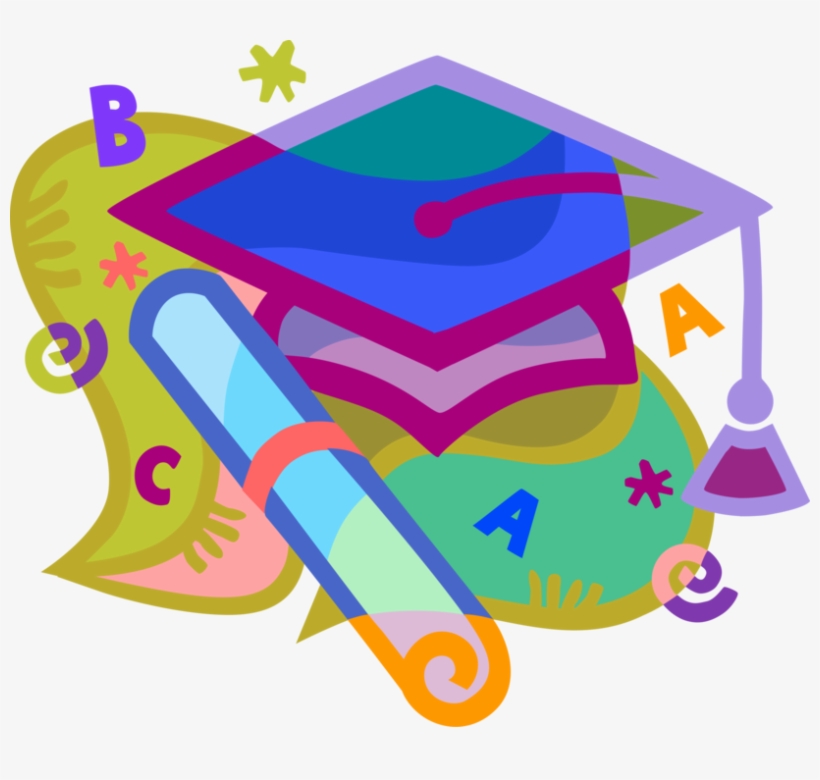 Vector Illustration Of High School, College Or University - Graduation Clip Art, transparent png #9366070