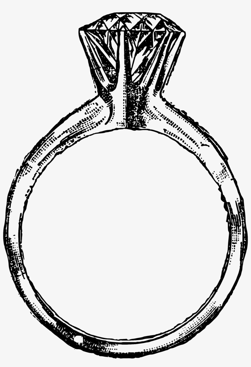 One Ring - Wedding - Transparent Engagement Ring Clipart Black And White, transparent png #9366293