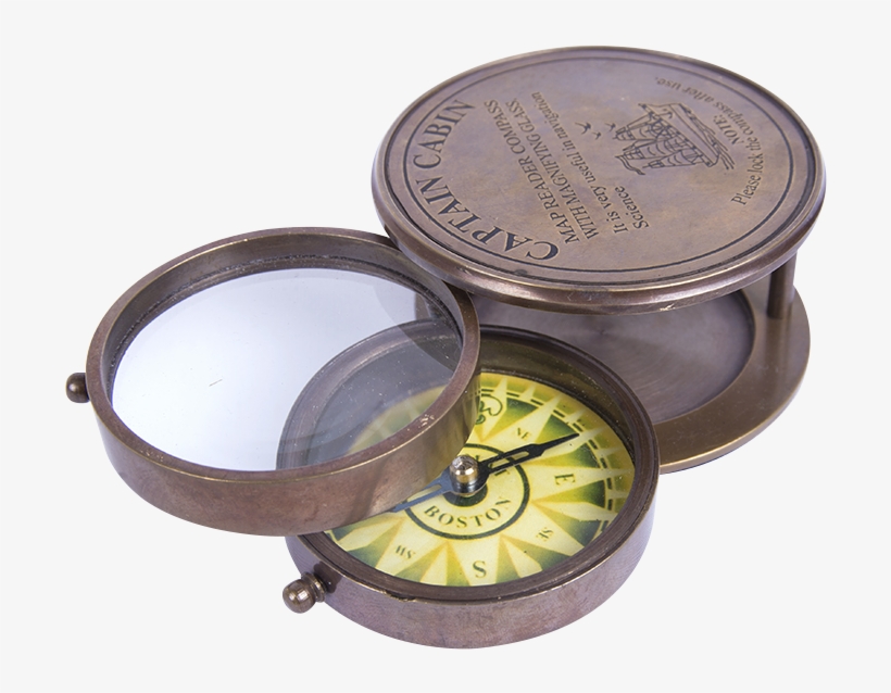 Compass With Magnifying Glass, Batela Uk - Lid, transparent png #9366596