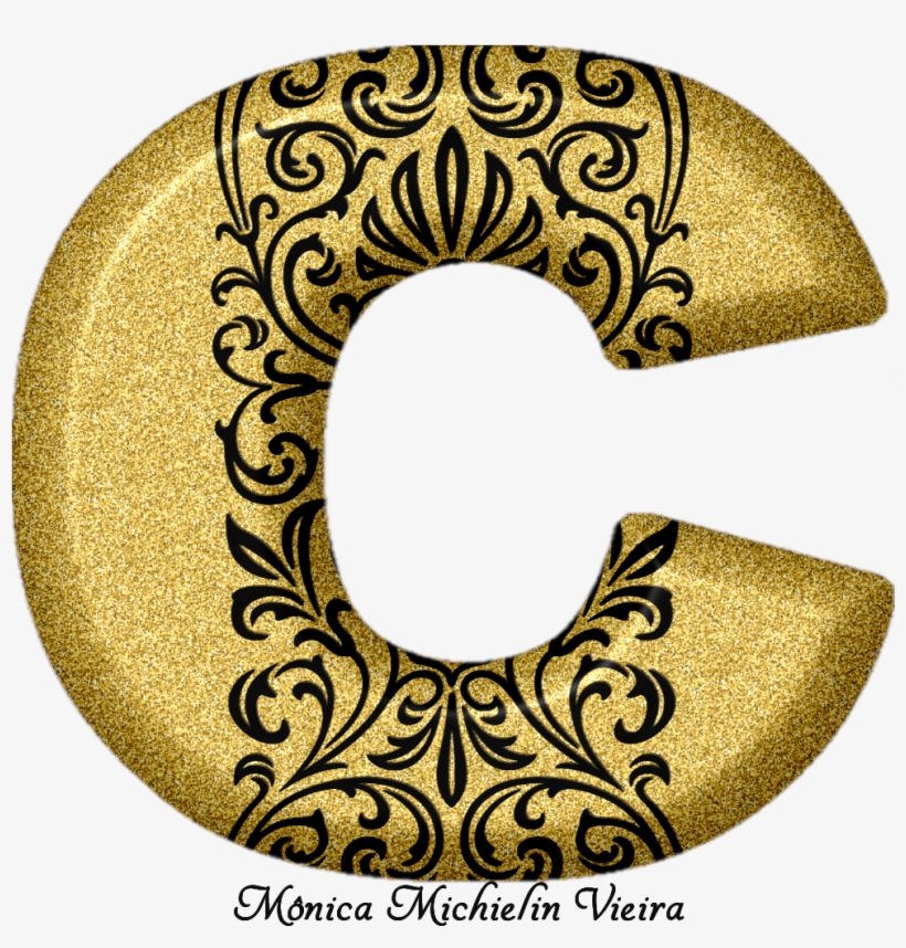 Alfabeto Glitter Dourado Com Ornamentos Png, Glitter - Circle, transparent png #9370178