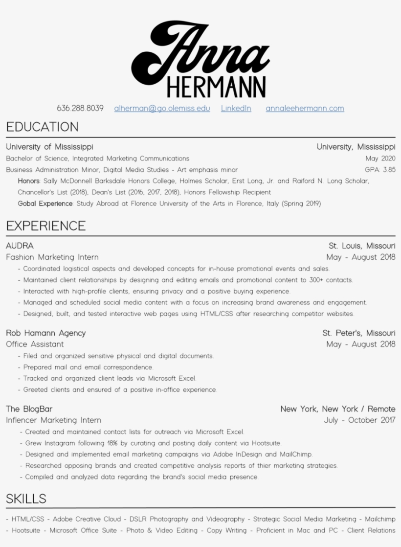 Annahermann Creativeresume - Document, transparent png #9370540