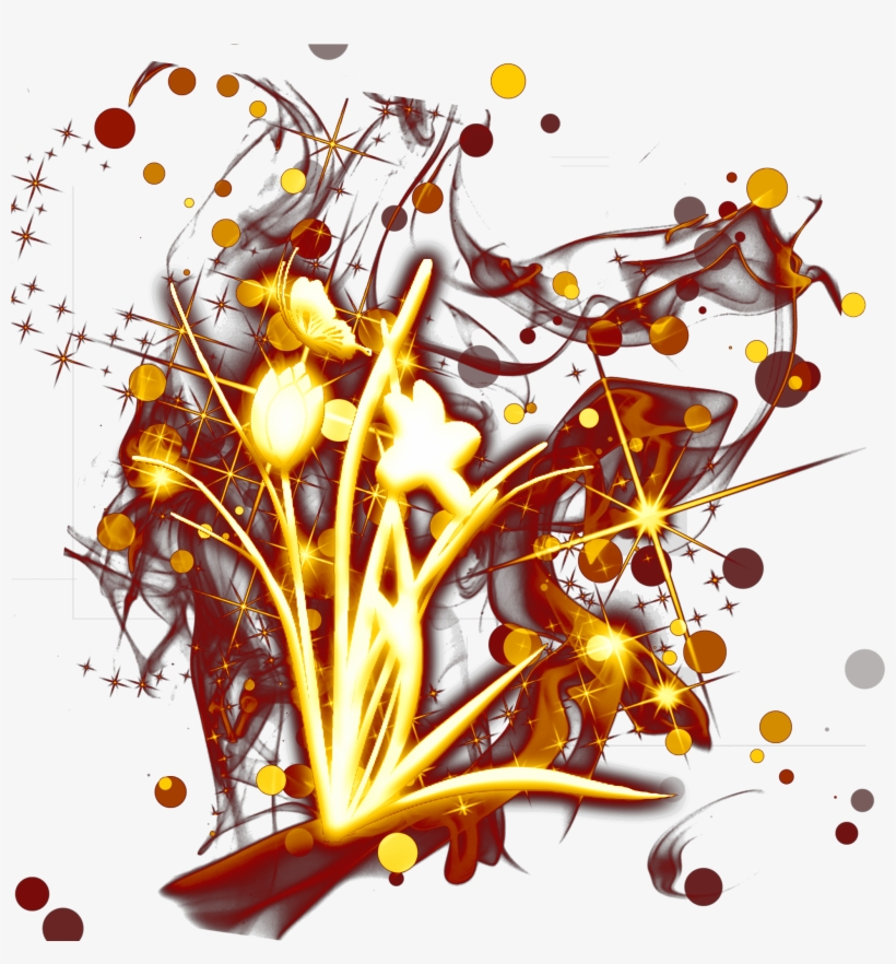 Oro Efectos De Luz Flores Estrellas Png Y Psd - Illustration, transparent png #9371933