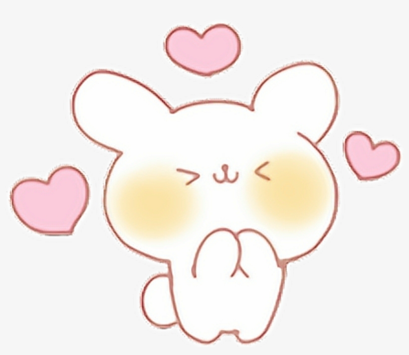 #kawaii #emoji #cute #bunny #rabbit #hearts #adorable - Kawaii Cute Heart Transparent, transparent png #9372287