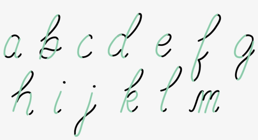 All The Downstrokes Are Identified In Green In This - Calligraphy, transparent png #9372943