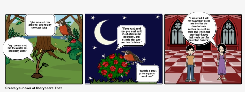 The Nightingale And The Rose - Nightingale And The Rose Storyboard, transparent png #9374377
