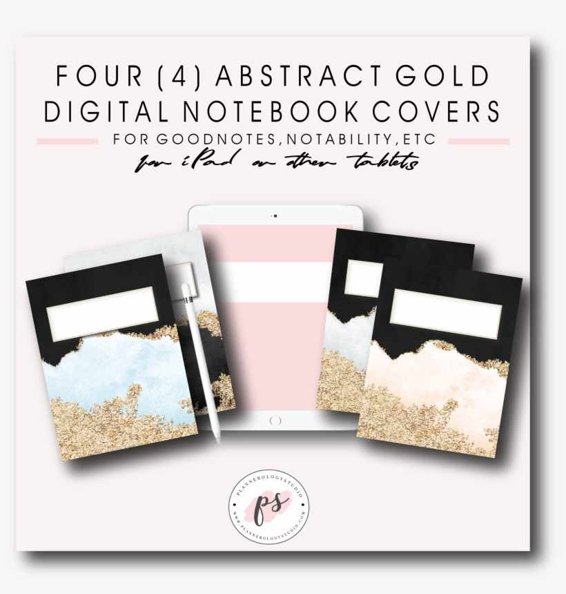 4 Abstract Gold Pattern Digital Planner Notebook Covers, transparent png #9376152