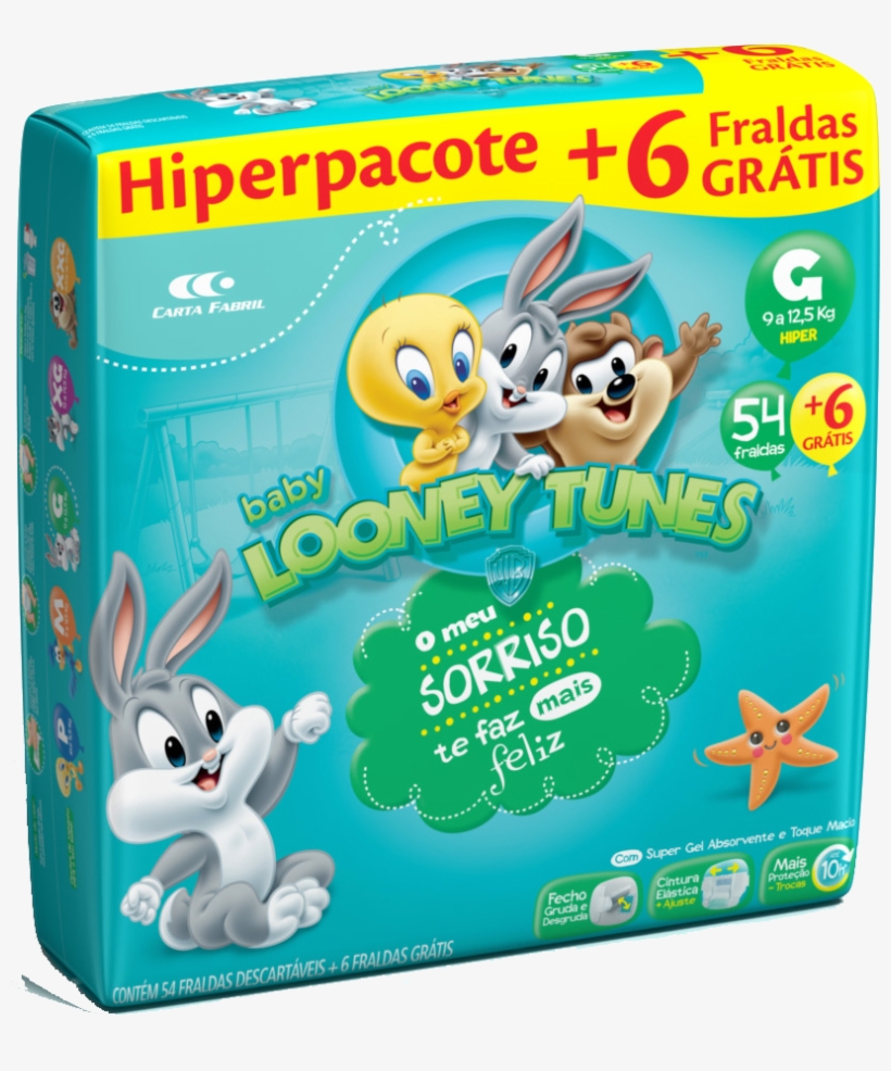 Fralda Looney Tunes Hiper G C/60 - Baby Looney Tunes, transparent png #9378975