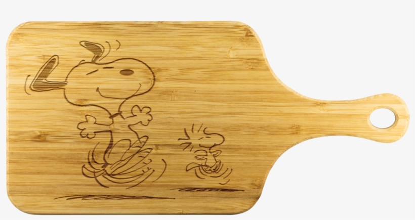 Snoopy And Woodstock Happy Dance Picnic Wood Cutting - Cutting Board, transparent png #9383187