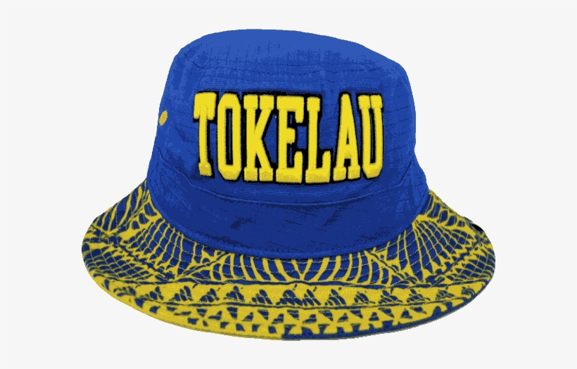 Tokelau Blue Bucket Hat With Yellow Embroidery Pattern - Baseball Cap, transparent png #9383474