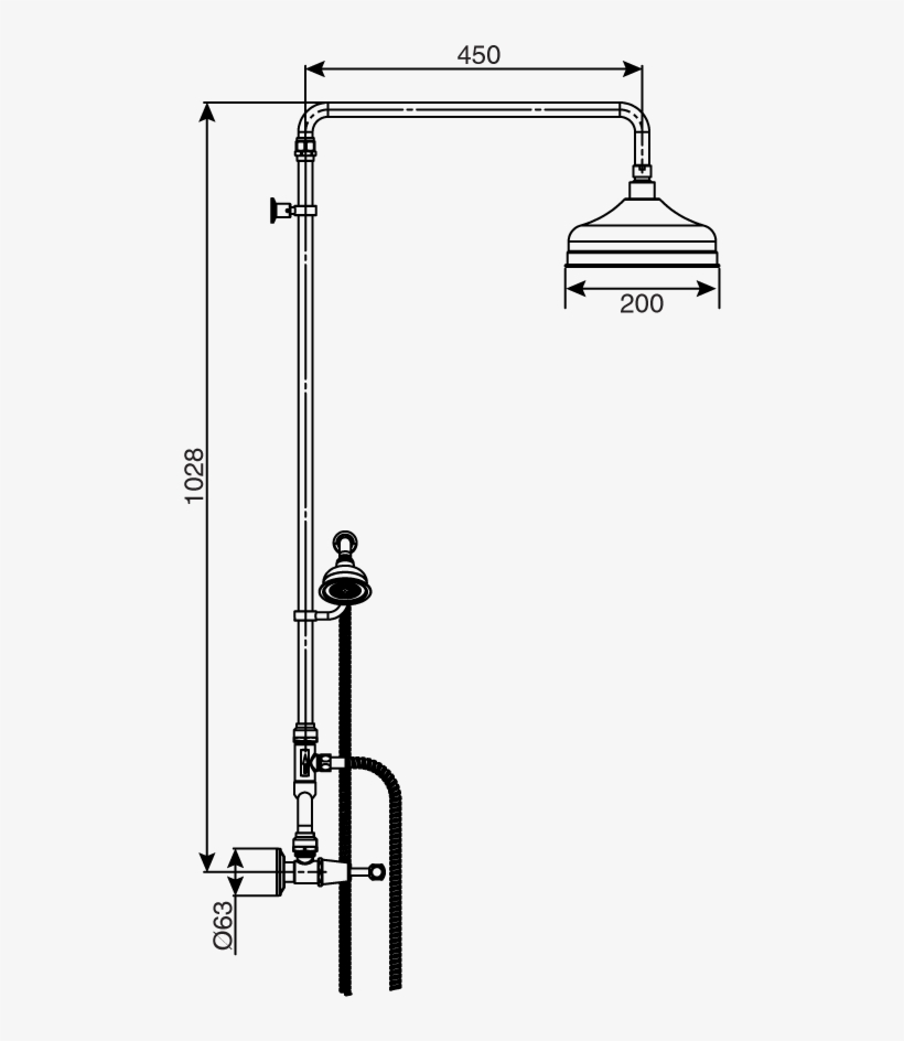 Posh Canterbury Exposed Twin Telephone Shower Set Lever - Diagram, transparent png #9384719