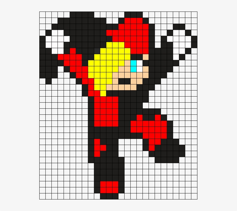 Harley Quinn Perler Bead Pattern / Bead Sprite - Mega Man Jumping, transparent png #9385542