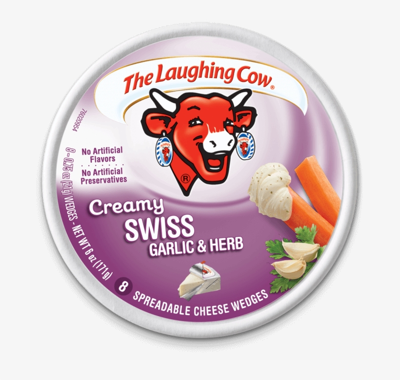 The Laughing Cow Creamy Swiss Garlic And Herb Cheese - Laughing Cow Cheese Garlic And Herb Nutrition, transparent png #9390212