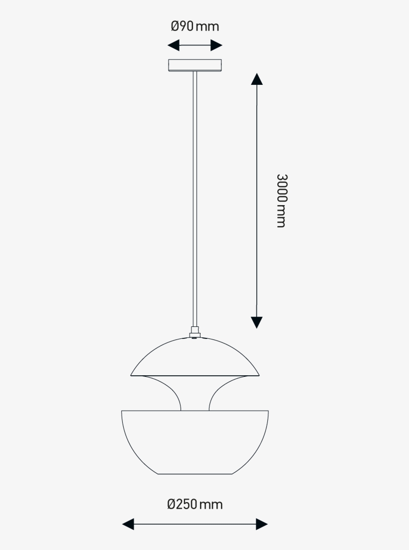 25cm Diameter Aluminium Globe Pendant In Black & White - Diagram, transparent png #9390334