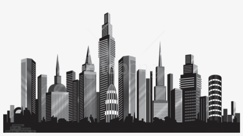 Cityscape Silhouette Png - Buildings Black And White Clipart Png, transparent png #9393785