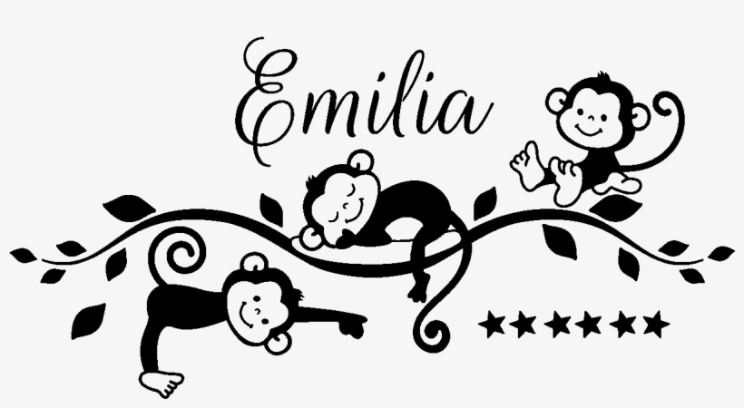Muursticker Gepersonaliseerde Sticker Met Apen Baby - Sticker, transparent png #9393925