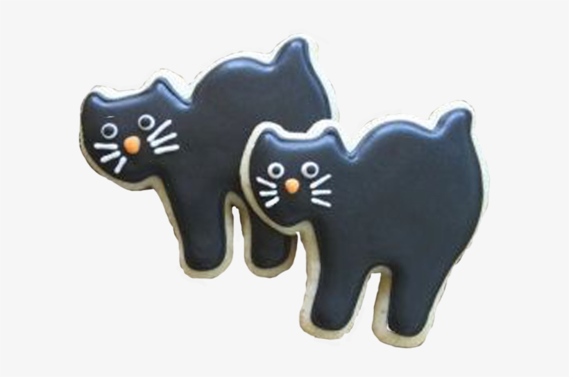 Black Cat Decorated Halloween Cookie - Cartoon, transparent png #9398165